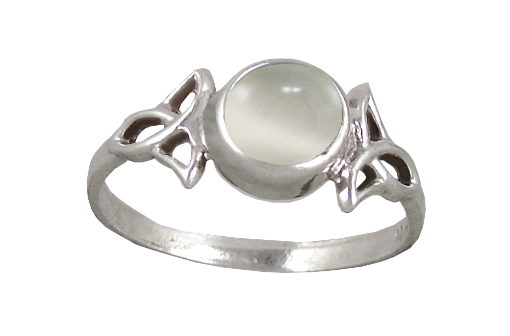 Sterling Silver Celtic Knotwork Ring With White Moonstone Size 6